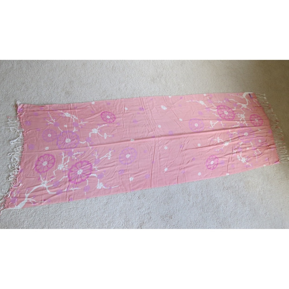 PFD Pink Floral Fringed Scarf Pashmina Wrap 72x26